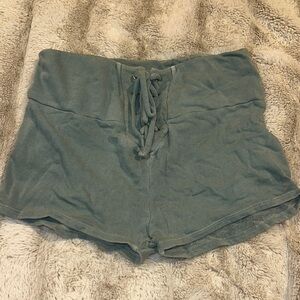 Wildfox Blue High-Waisted Lace-Up Shorts